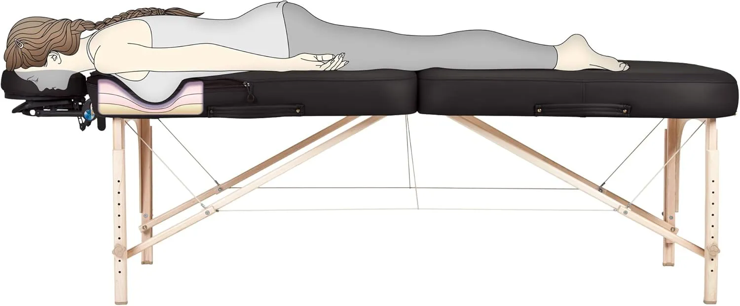 EARTHLITE Portable Massage Table INFINITY – Greater Client Access, Unique Shape, 3” Triple Density Foam, Flex-Rest Face Cradle, Carry Case (Full Reiki)