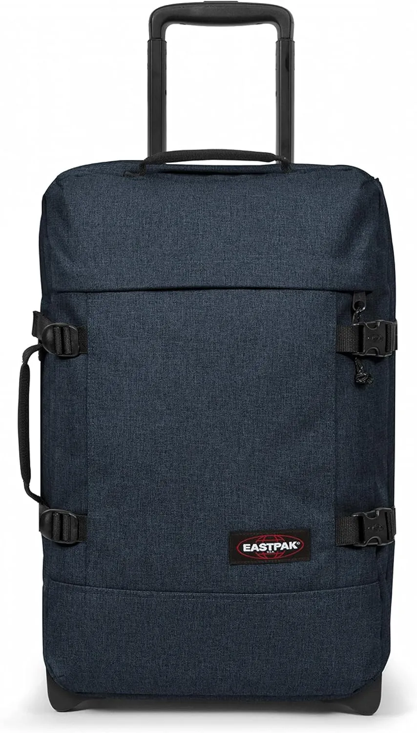 Eastpak Tranverz - Suitcase with Wheels - Rolling Luggage for Travel with TSA Lock, 2 Wheels, 2 Compartments, and Compression Straps - S, Triple Denim (EK61L26W)