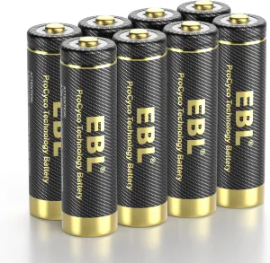EBL Gold Pro Rechargeable AA Batteries 8 Pack, 1.2V 2800mAh NIMH Battery Upgraded High Capacity AA Battery Precharged Long-Lasting Double A Batteries