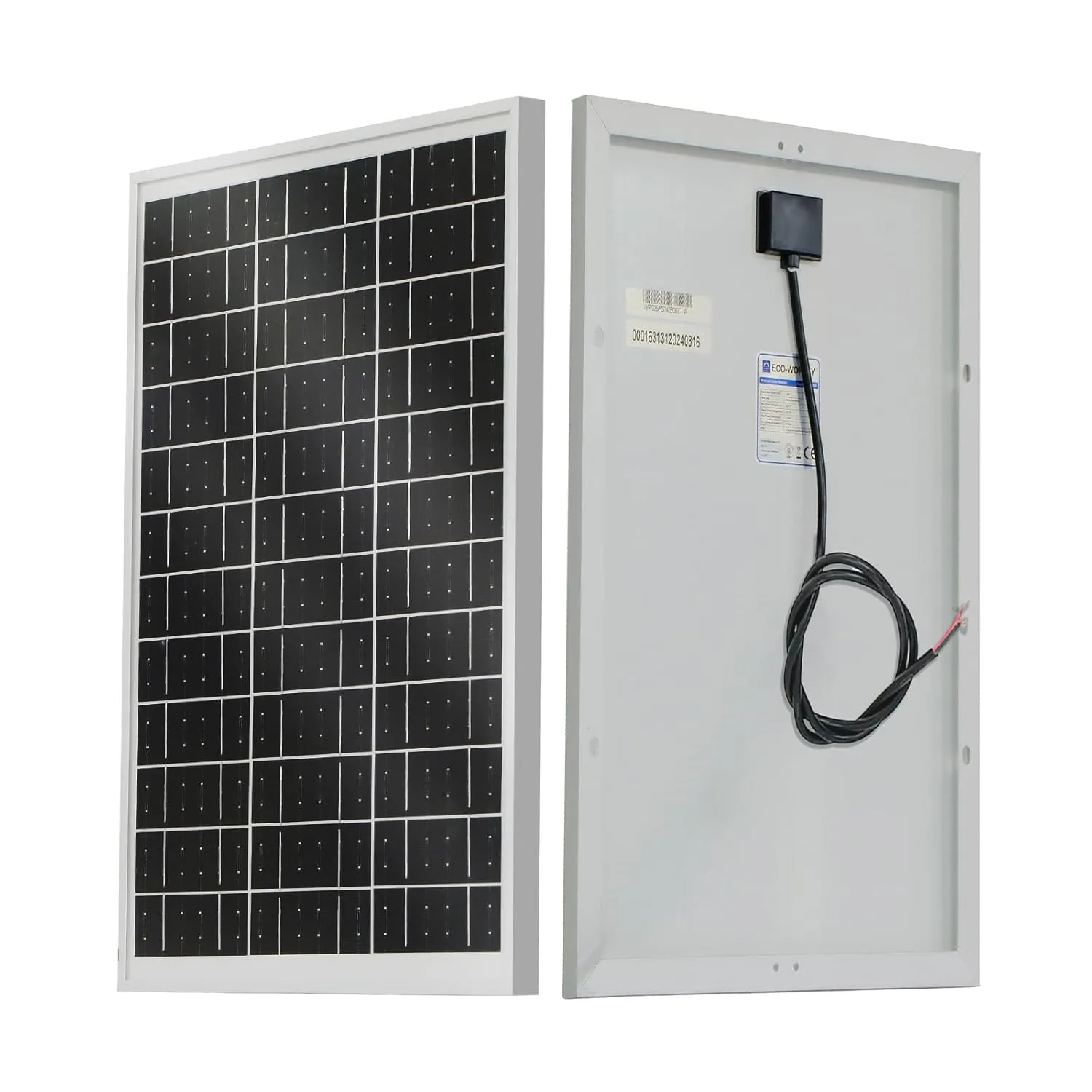 ECO-WORTHY Solar Panel 25W 18V Monocrystalline Waterproof Panel for Charging 12V Battery of RV Boat Trailer ATV Car or Powering 12V Light, Charing 12V Battery Pack and Other Off-Grid Applications