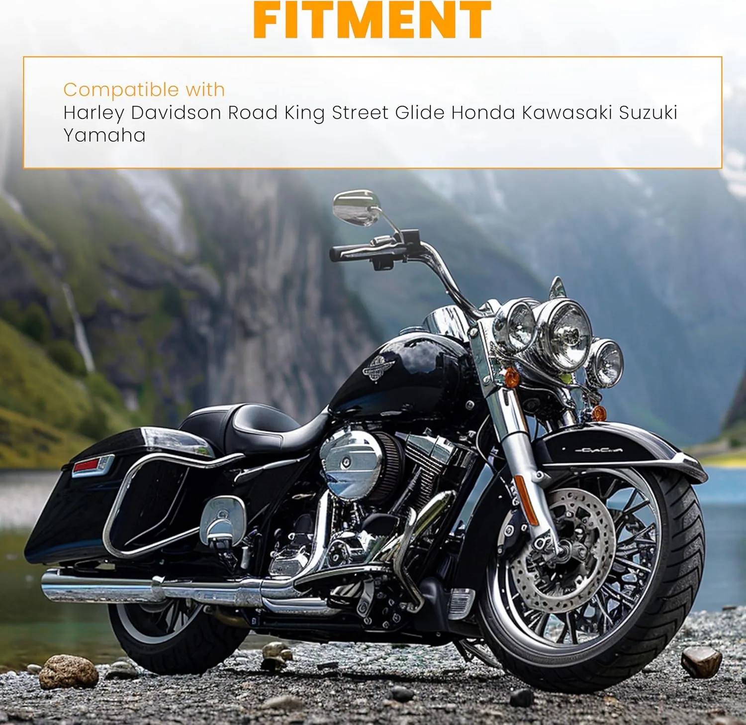 ECOTRIC 1.25'' Motorcycle Footpegs Long Highway Foot Pegs Compatible with Harley Davidson Road King Street Glide Honda Kawasaki Suzuki Yamaha Highway Foot Pegs Pedal - Long Angled