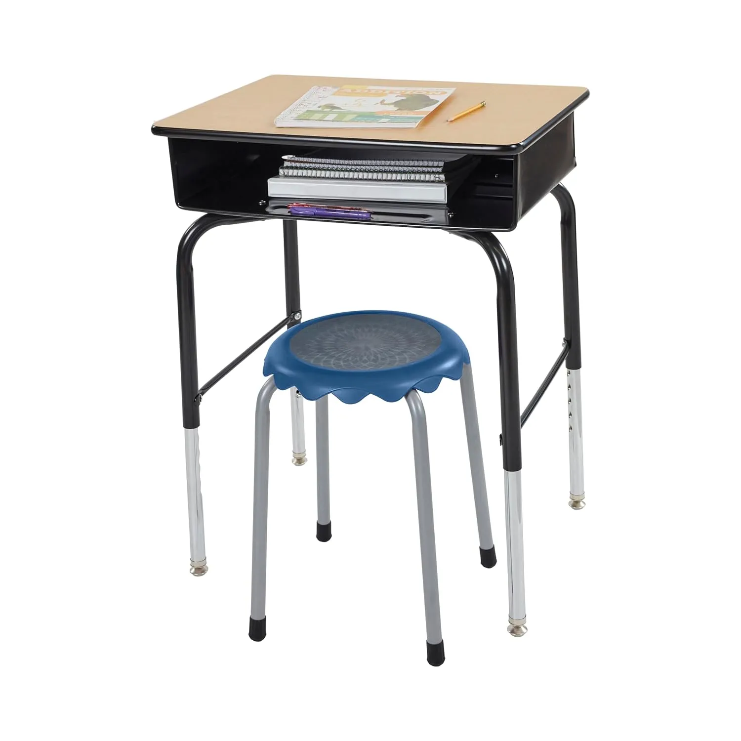 ECR4Kids Daisy Stackable Stool Set, Flexible Seating, Blue, 8-Piece