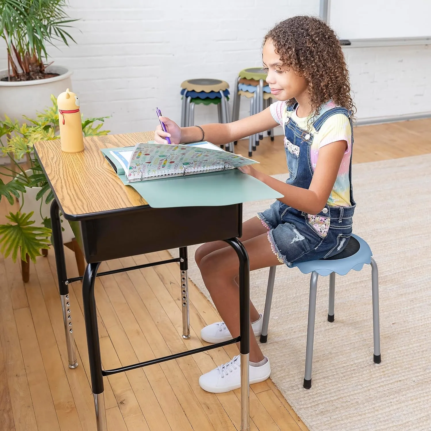 ECR4Kids Daisy Stackable Stool Set, Flexible Seating, Earthtone, 8-Piece