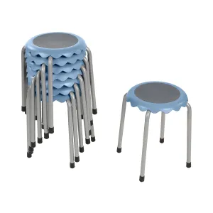 ECR4Kids Daisy Stackable Stool Set, Flexible Seating, Powder Blue, 8-Piece