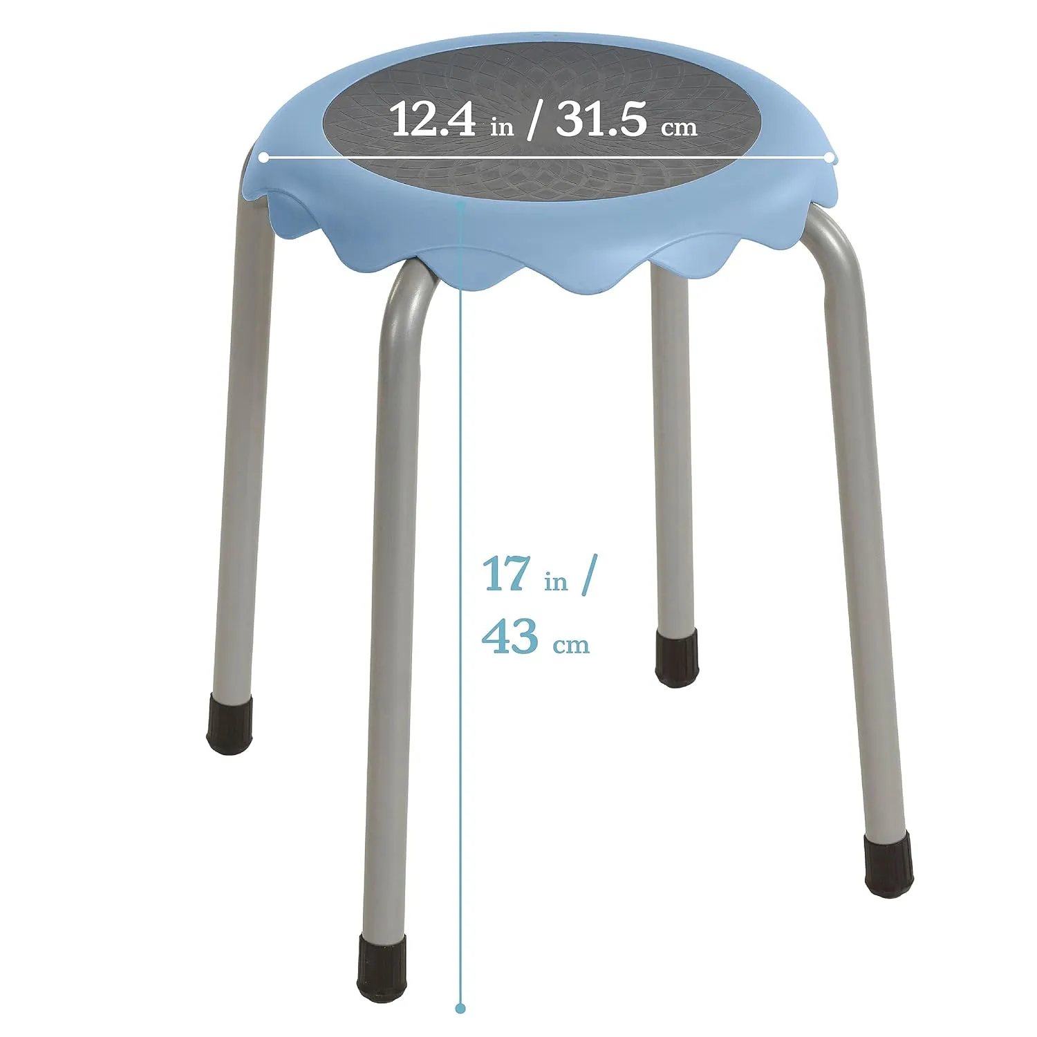 ECR4Kids Daisy Stackable Stool Set, Flexible Seating, Powder Blue, 8-Piece