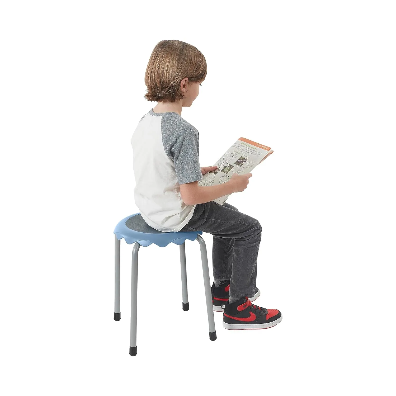 ECR4Kids Daisy Stackable Stool Set, Flexible Seating, Powder Blue, 8-Piece