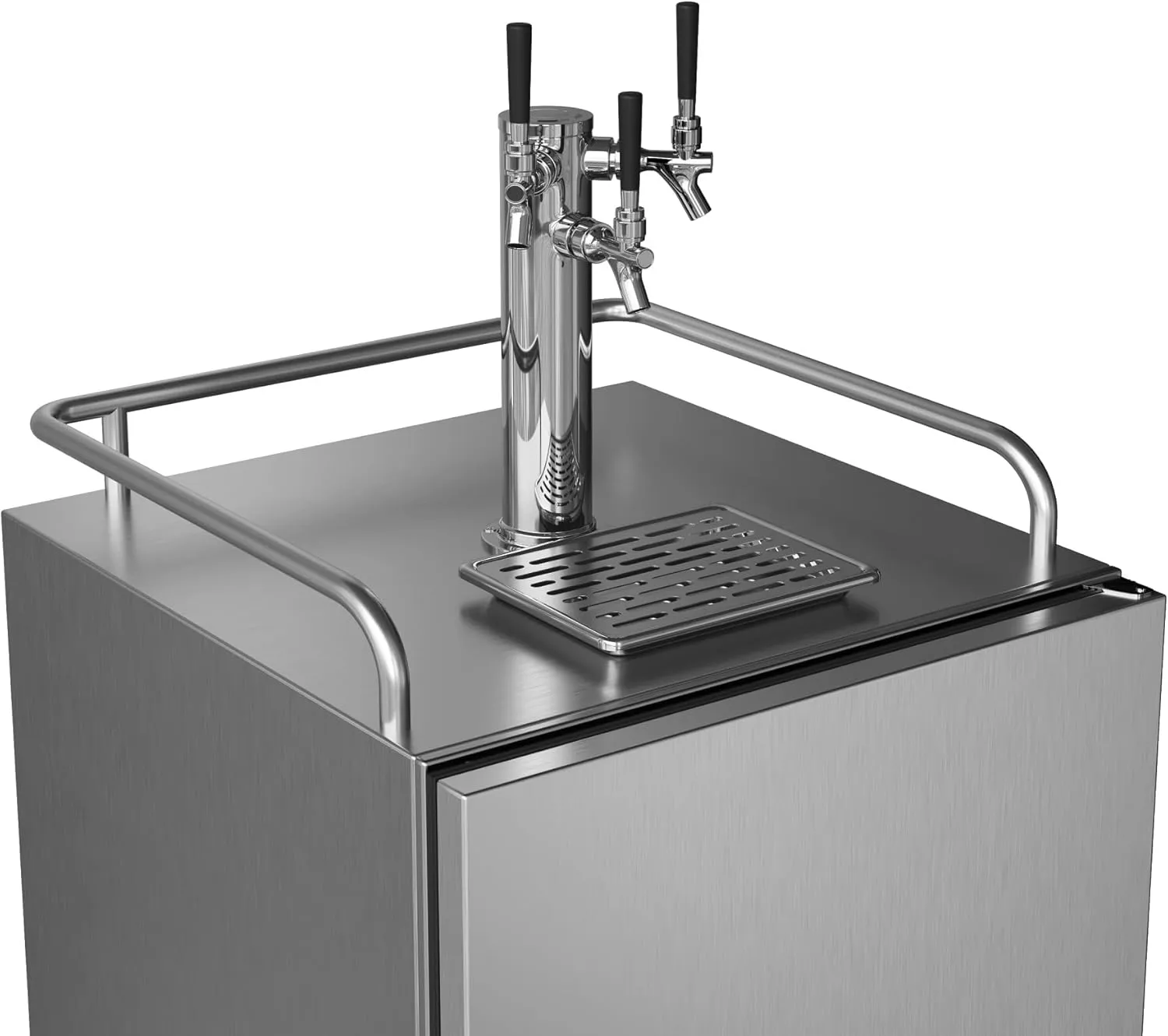 EdgeStar KC7000SSTRIP Full Size Triple Tap Tower Cooled Built-In Kegerator - Black and Stainless Steel