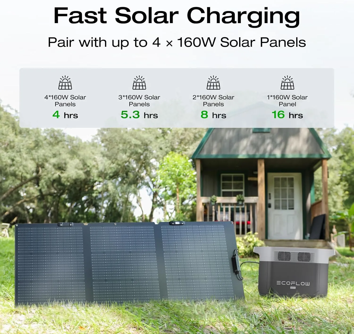 EF ECOFLOW Solar Generator Delta 2 Max 2048Wh with 2x160W Solar Panel, 2400W Portable Power Station LFP Battery, Up to 3400W AC Output, AC   Solar Fast Dual Charging 0-100% in 1 Hr for Camping RV