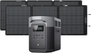 EF ECOFLOW Solar Generator Delta 2 Max 2048Wh with 2x160W Solar Panel, 2400W Portable Power Station LFP Battery, Up to 3400W AC Output, AC   Solar Fast Dual Charging 0-100% in 1 Hr for Camping RV