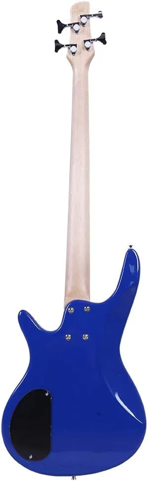 Electric Bass Guitar Full Size 4 String Exquisite Stylish Bass with Power Line and Wrench Tool (Blue)