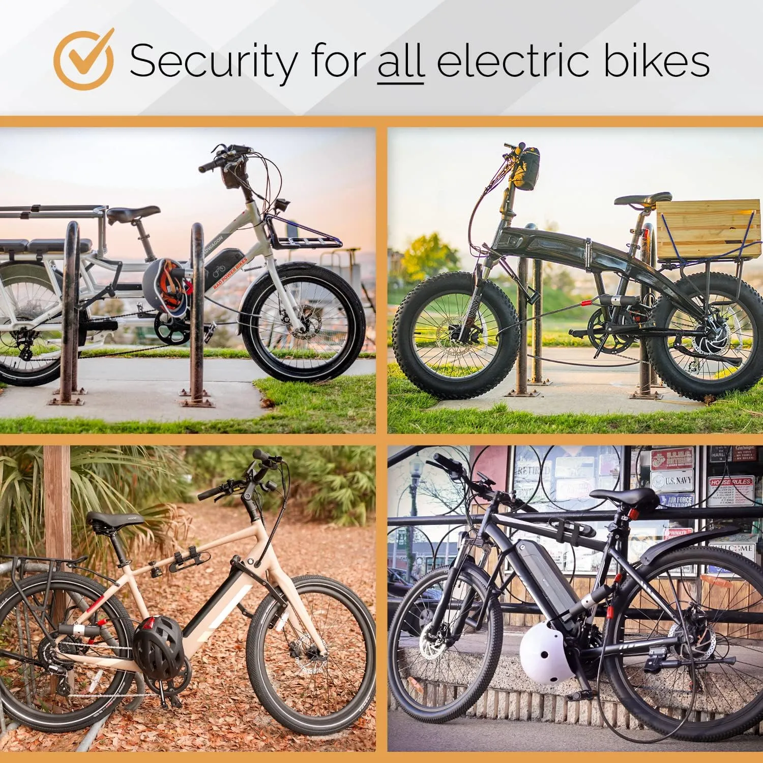 Electric Bike Bike Lock Set Triple Protection Via Velo 2022 New Heavy-Duty Hard Steel | 33.5”Folding Lock | 11" Bicycle U Lock | 6FT Cable | for Electric Bike Fat Tire Scooter Folding Bike Adult