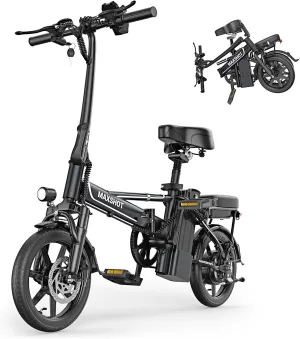 Electric Bike for Adults,Electric Bicycles Max 28/40 Miles Ranges up to 22 MPH,14" Folding Ebike with Peak 750W Motor.ebike with 499.2/749WH Removable Battery, Front & Rear Suspension