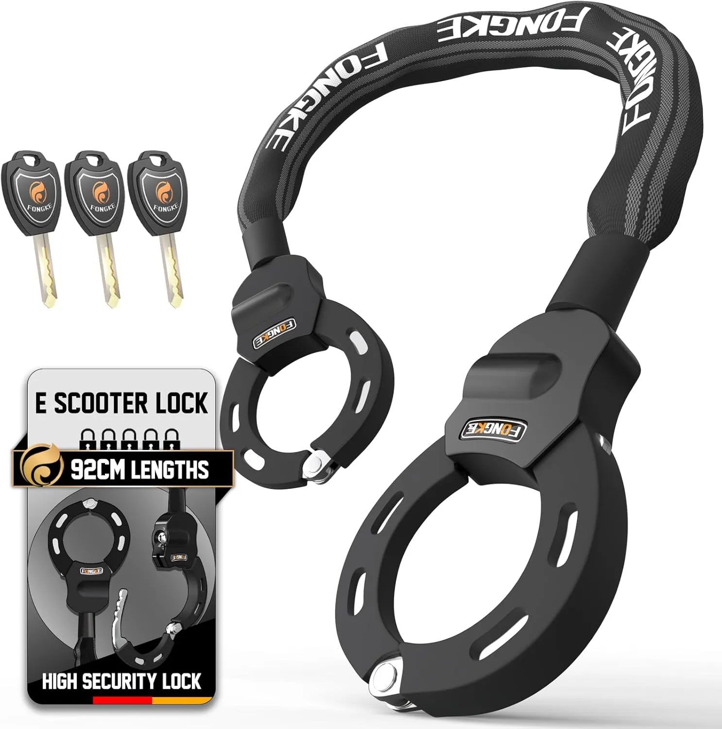 Electric Scooter Locks Anti Theft, Scooter Lock with Key, Bike Locks Heavy Duty, Security Chain for E Scooter Segway Ninebot, Xiaomi, NIU and Other Electric Scooters…