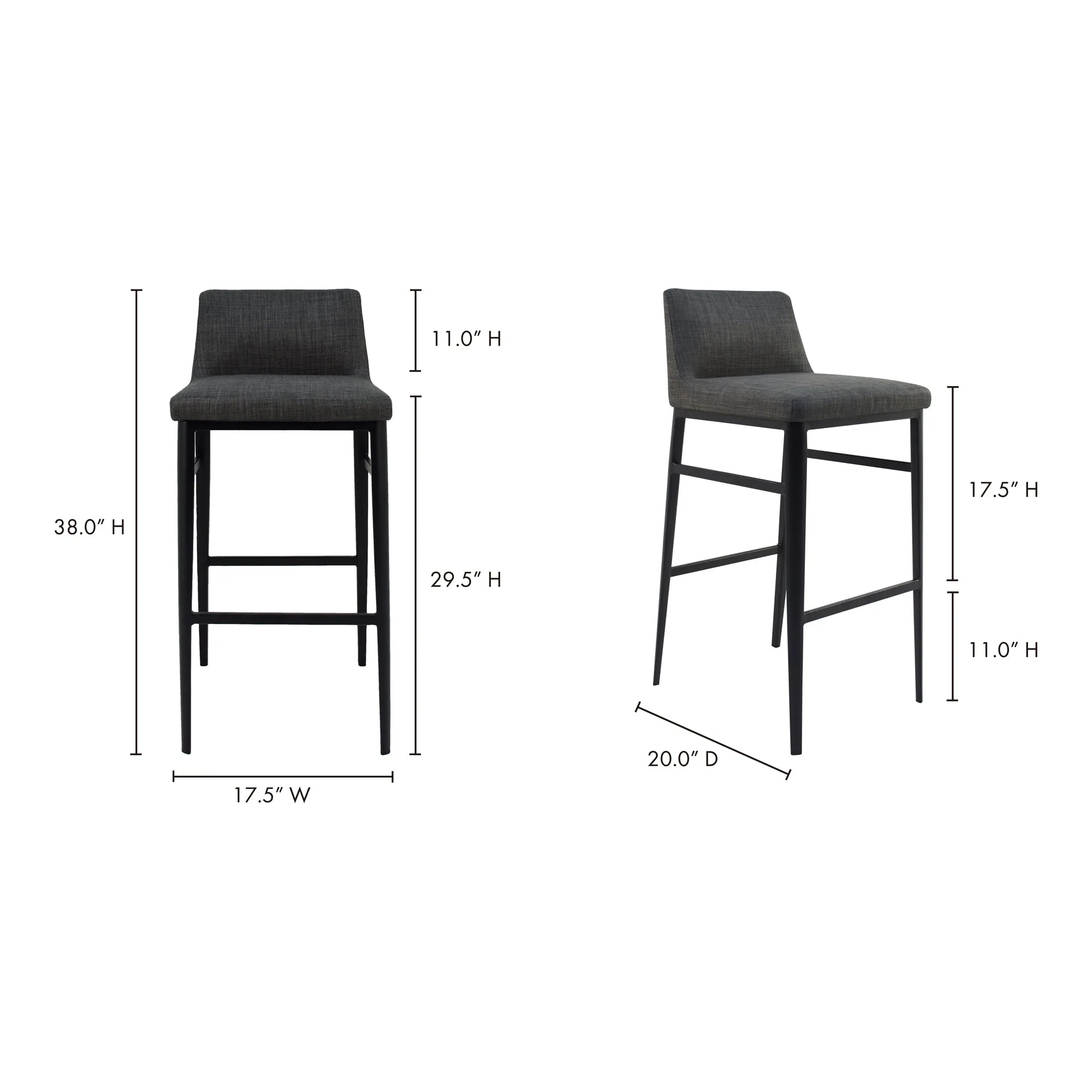 Elegant Low-Back Charcoal Stool