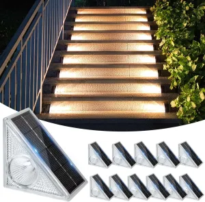 Ellasay Stair Lights Outdoor 12 Pack,10 Color Modes Solar Step Lights for Outside, Waterproof IP67 Solar Lights for Garden Stair,Patio,Deck,Yard,Front Step, Front Porch Decor