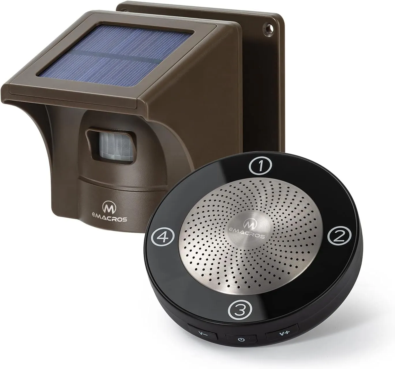 eMACROS 1/2 Mile Long Range Solar Wireless Driveway Alarm Outdoor Weather Resistant Motion Sensor & Detector-Security Alert System-Monitor & Protect Outside Property