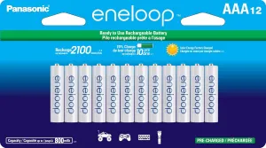 Eneloop Panasonic BK-3MCCA8BA AA 2100 Cycle Ni-MH & BK-4MCCA8BA AAA 2100 Cycle Ni-MH Pre-Charged Rechargeable & NiMh Rechargeable Batteries, 12-Pack for Cameras, Digital Devices