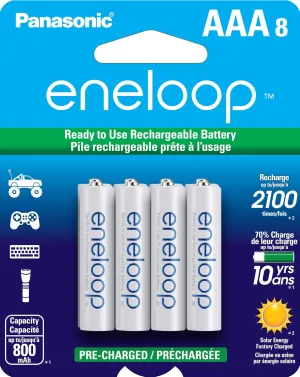 Eneloop Panasonic BK-3MCCA8BA AA 2100 Cycle Ni-MH Pre-Charge & BK-4MCCA8BA AAA 2100 Cycle Ni-MH Pre-Charged Rechargeable & K-KJ17MCC82A 4-Position Charger with 2 AAA & 8 AA