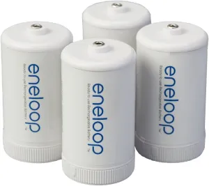 Eneloop Panasonic BQ-BS1E4SA D Size Battery Adapters for Use with Ni-MH Rechargeable AA Battery Cells, 4 Pack