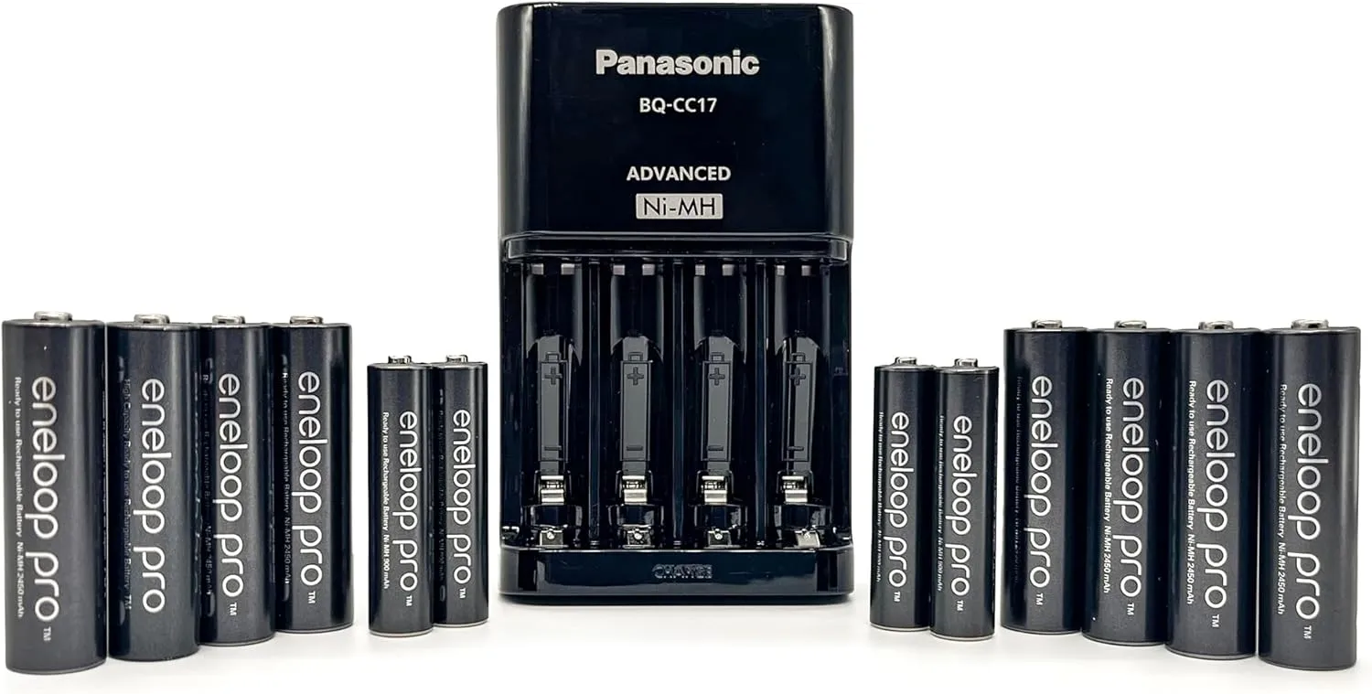 Eneloop Panasonic K-KJ17KC84CZ pro Power Pack; 8AA, 4AAA, and Advanced CC17 Rechargeable Battery Charger