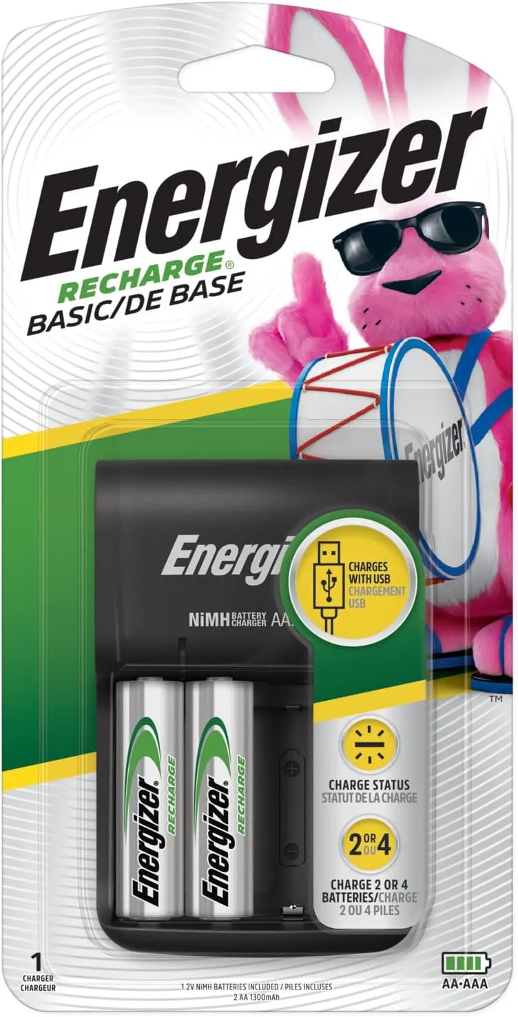 Energizer Recharge, Basic Charger for Rechargeable Batteries, 1 Count