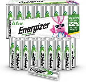 Energizer Rechargeable AA Batteries, Recharge Universal Double A Battery Pre-Charged, 16 Count