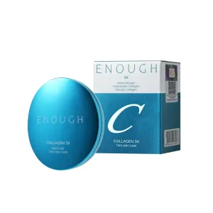 ENOUGH Collagen 3X Moisture Two-Way Cake SPF28, Korean Makeup Blurring Setting Powder Foundation, Face Pressed Powder Compact for Women (#13N Light Beige)