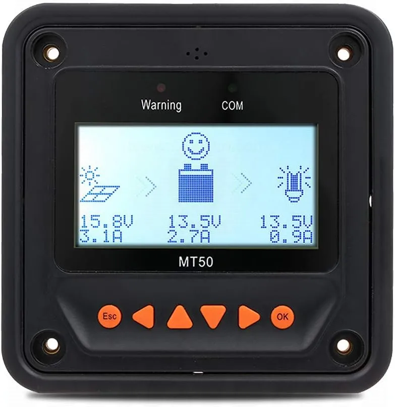 EPEVER MT-50 Remote Meter MT-50 Solar Controller LCD Display Remote Meter Fit for TracerAN, BN, TRIRON Series Solar Panel Battery Regulator