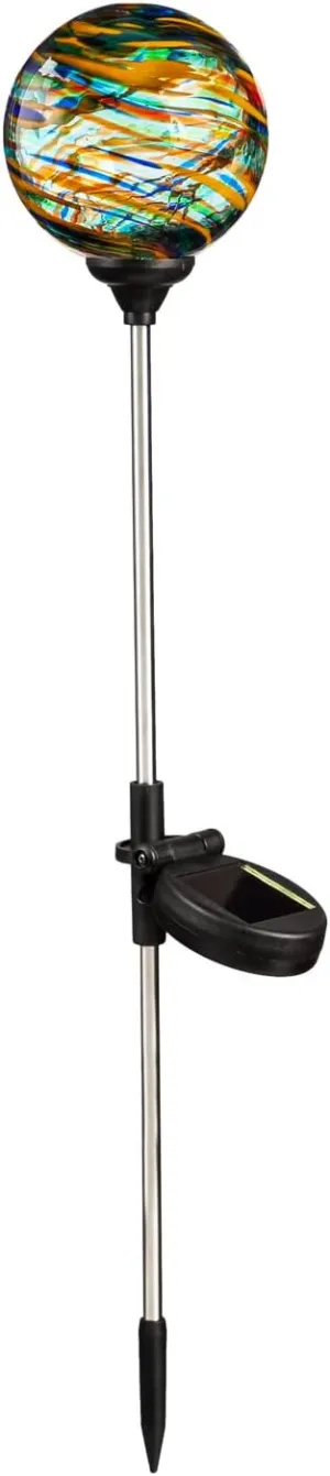 Evergreen Turquoise Swirl Solar Stake