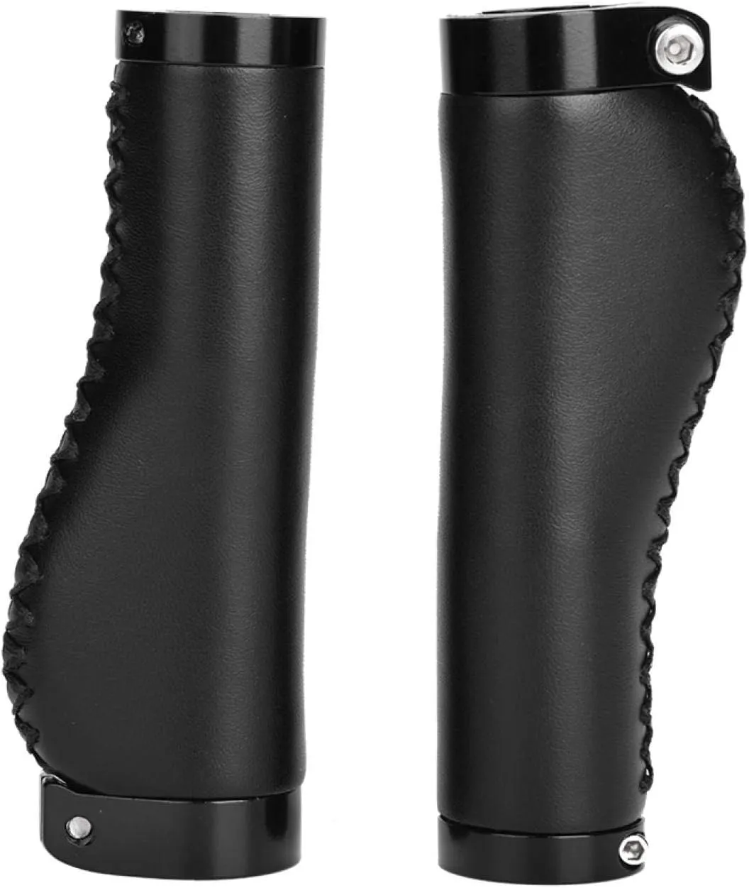 EVTSCAN Bike Handlebar Grip, 1 Pair PU Leather Mountain Bike Folding Bicycle Cycling Lockable Handle Grips