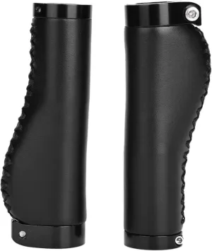 EVTSCAN Bike Handlebar Grip, 1 Pair PU Leather Mountain Bike Folding Bicycle Cycling Lockable Handle Grips