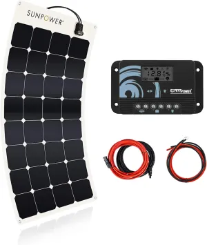 ExpertPower 100W 12V Solar Power Kit for LiFePO4 Lithium Battery | 100W Flexible Solar Panel, 10A PWM Solar Charge Controller | RV, Trailer, Camper, Marine, Off Grid, Solar Projects