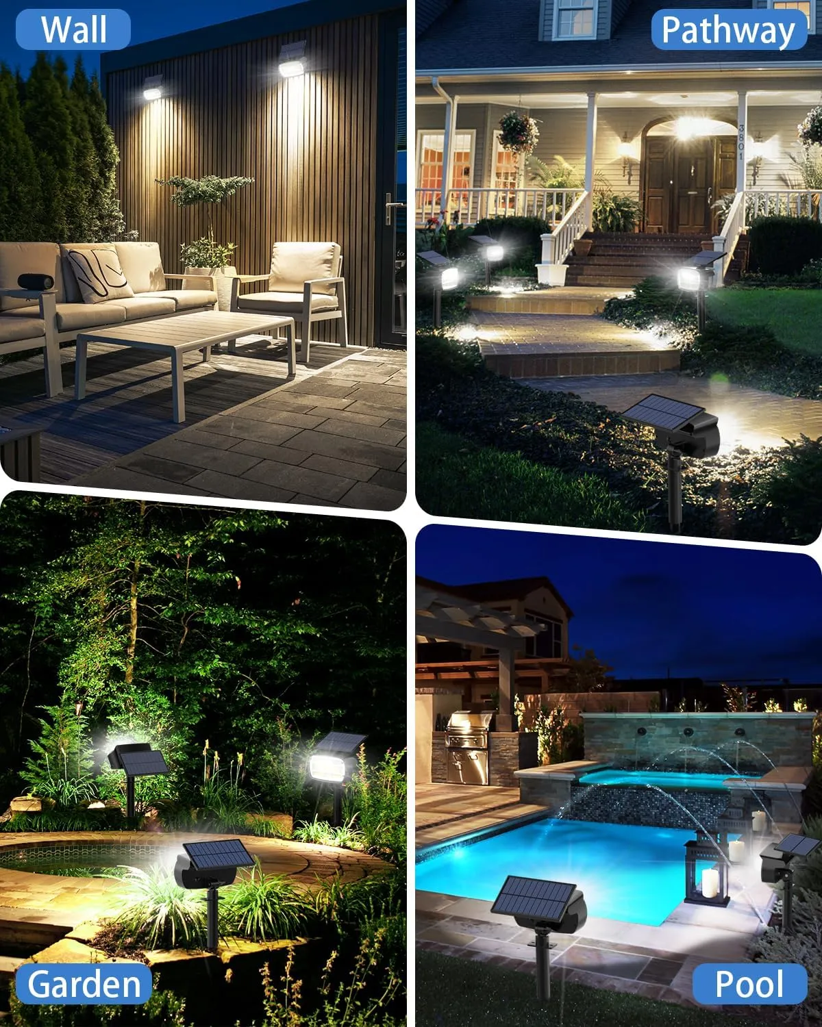 Fabrito Solar Spot Lights Outdoor 136 LEDs, Big Brighter Lighting Solar Lights Outdoor, 4 Pack IP65 Waterproof Landscape Spotlights Auto On/Off for Yard, Garden, Pathway, Plants,Tree (Cool White)