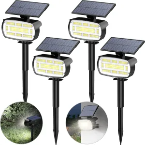 Fabrito Solar Spot Lights Outdoor 136 LEDs, Big Brighter Lighting Solar Lights Outdoor, 4 Pack IP65 Waterproof Landscape Spotlights Auto On/Off for Yard, Garden, Pathway, Plants,Tree (Cool White)