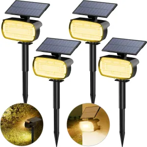 Fabrito Solar Spot Lights Outdoor 136 LEDs, Big Brighter Lighting Solar Lights Outdoor, 4 Pack IP65 Waterproof Landscape Spotlights Auto On/Off for Yard, Garden, Pathway, Plants,Tree (Warm White)