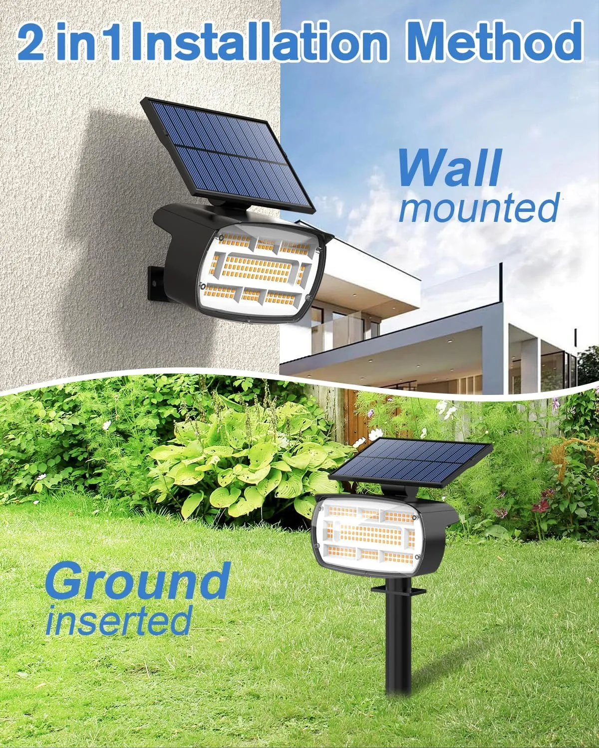 Fabrito Solar Spot Lights Outdoor 136 LEDs, Big Brighter Lighting Solar Lights Outdoor, 4 Pack IP65 Waterproof Landscape Spotlights Auto On/Off for Yard, Garden, Pathway, Plants,Tree (Warm White)