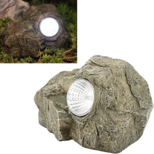 Fake Rock Key Box with Solar Light, Outdoor Resin Fake Rock Key Box for Garden Yard