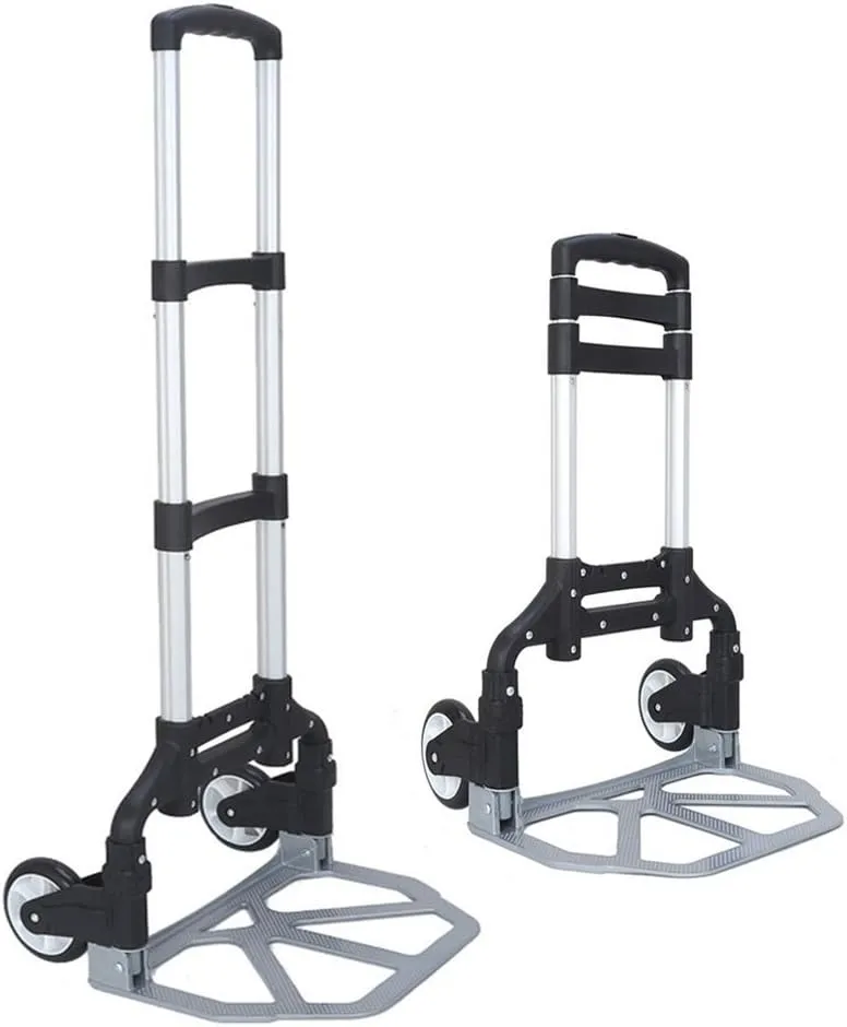 FCH Folding Hand Truck Aluminum Portable Folding Hand Cart 165lbs Capacity Hand Cart and Dolly Ideal for Home, Auto, Office,Travel Use,Black
