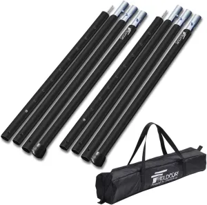 FIELDOOR Aluminum Tent Poles, Diameter 1.3 inches (32 mm), Set of 2 (4 Connections, Height Adjustment, 8 Levels, Anodized, 11.0 inches (280 cm), Camping Tarp Tent