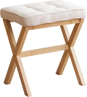 FILWH Foot Stool Small Ottoman Foot Rest Padded Foot Stool Desk Foot Stool for Under Office Desk Vanity Stool Bamboo Footstool Sofa Footrest Shoe Stool Small Foot Stools (Natural Legs   Beige)