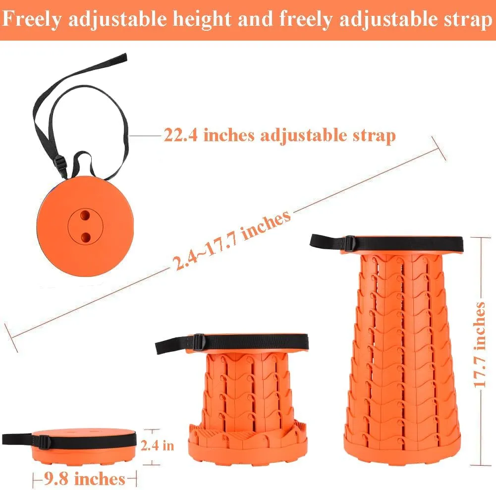 Fishboy Upgraded Collapsible Stool, 400lbs Max Weight, Lightweight But Sturdy, Portable Retractable Folding Telescoping Foldable Camping Stool for Adults Outdoor Fishing Hiking Gardening Travel BBQ