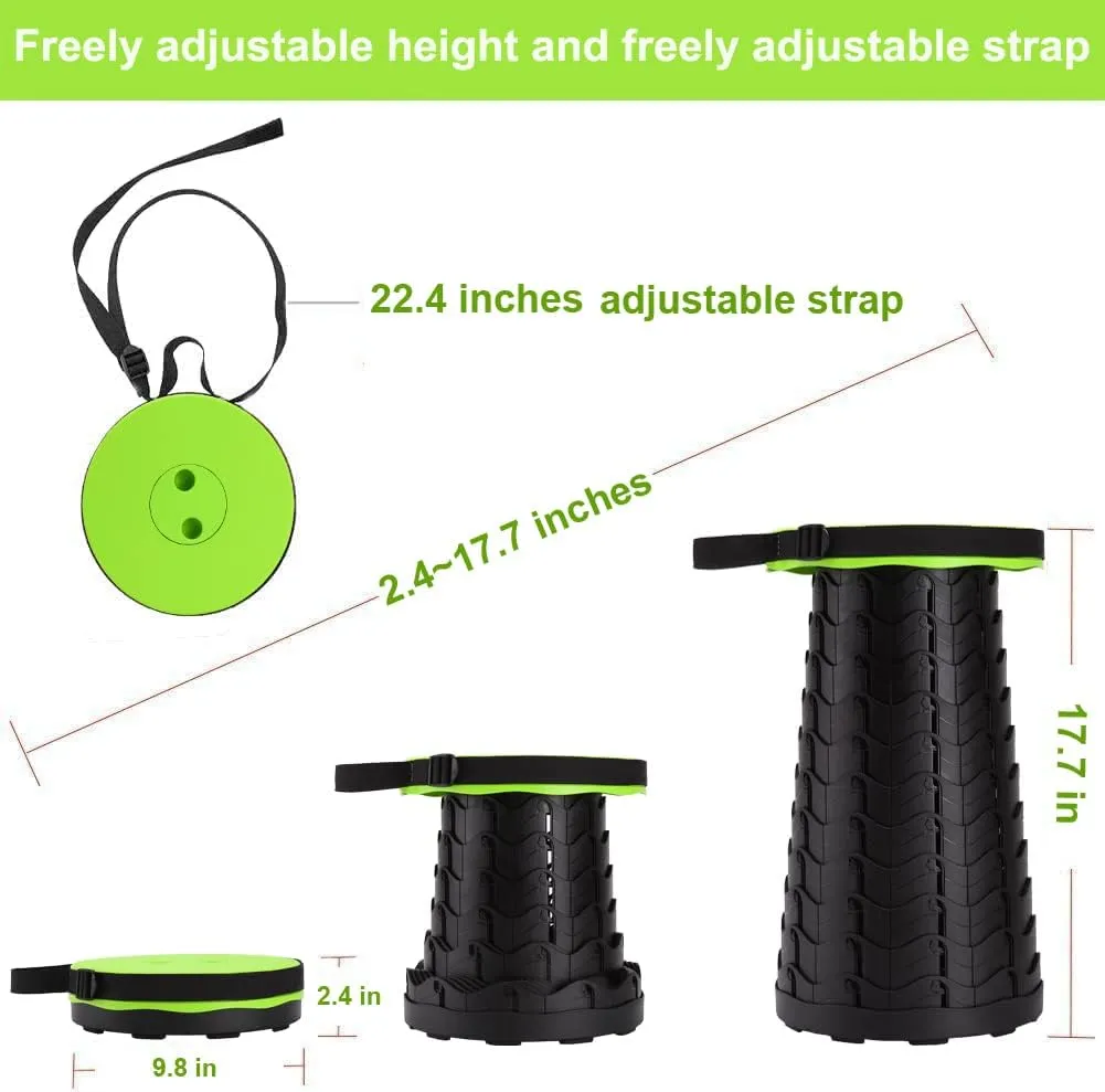 Fishboy Upgraded Collapsible Stool, 400lbs Max Weight, Lightweight But Sturdy, Portable Retractable Folding Telescoping Foldable Camping Stool for Adults Outdoor Fishing Hiking Gardening Travel BBQ