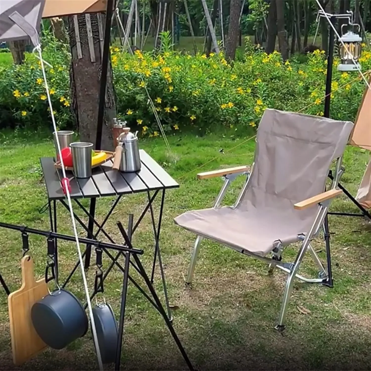 Fishing Folding Chair Outdoor Portable Folding Chair Camping Fishing Backrest Stool Aluminum Alloy Leisure Beach Chair(Color:Rice White)