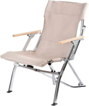 Fishing Folding Chair Outdoor Portable Folding Chair Camping Fishing Backrest Stool Aluminum Alloy Leisure Beach Chair(Color:Rice White)