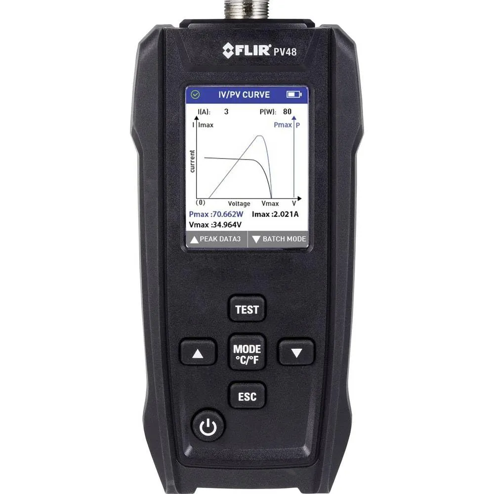 FLIR PV48 - Solar Panel Tester and I-V Curve Tracer with Temperature Measurements - Designed to Assess The Maximum Power and Efficiency of Solar Panels