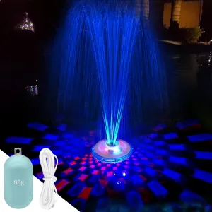 Floating Pool Fountain with Underwater Light Show, 2 Spray Modes, Rechargeable Battery Powered Fountain Pump for Inground & Above Ground Pools - 1PC