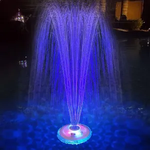 Floating Pool Fountain with Underwater Light Show, Rechargeable Battery Powered Pond Fountain, 2 Spray Modes Waterfall Fountain, Waterproof Sprinkler Fountains for Inground Above Ground Pools