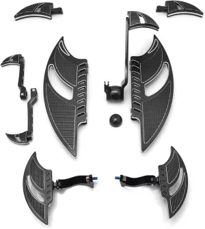 Floorboards for Harley Davidson Touring Black Blade Highway pegs Street Glide FLHX CVO Gear Brake Shifter levers for Electra Glide Road King FLHR 2014-2023 (14 Up Touring Comb Sets)