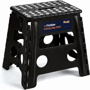 Flottian 13" Folding Step Stool for Adults and Kids Holds Up to 300 lbs,Non-Slip Folding Stools with Handle, Compact Plastic Foldable Step Stool for Bathroom,Bedroom, Kitchen Gray,1PC