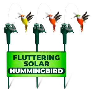 Fluttering Solar Hummingbird Garden Stakes Decorative (3 Pcs) - Hummingbird Solar Garden Stakes for Yard Decorations Outdoor Cute Design, Bright & Colorful Feathers, Easy Setup (Battery NOT Included)